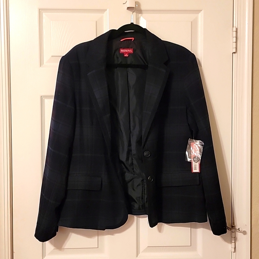 Merona Black Plaid Blazer Sz 18